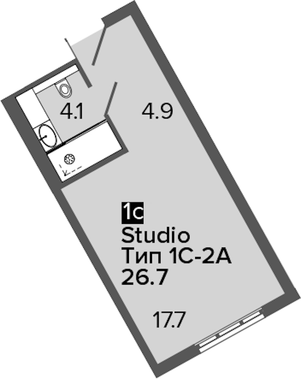 Квартира студия 26.7 м², 16/16 эт., Апарт-отель «ARTSTUDIO M103»